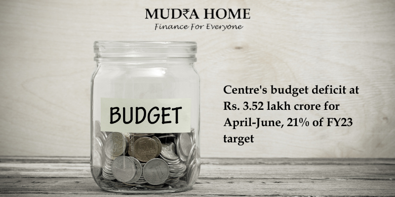Centre's budget deficit at Rs. 3.52 lakh crore for April-June, 21% of FY23 target